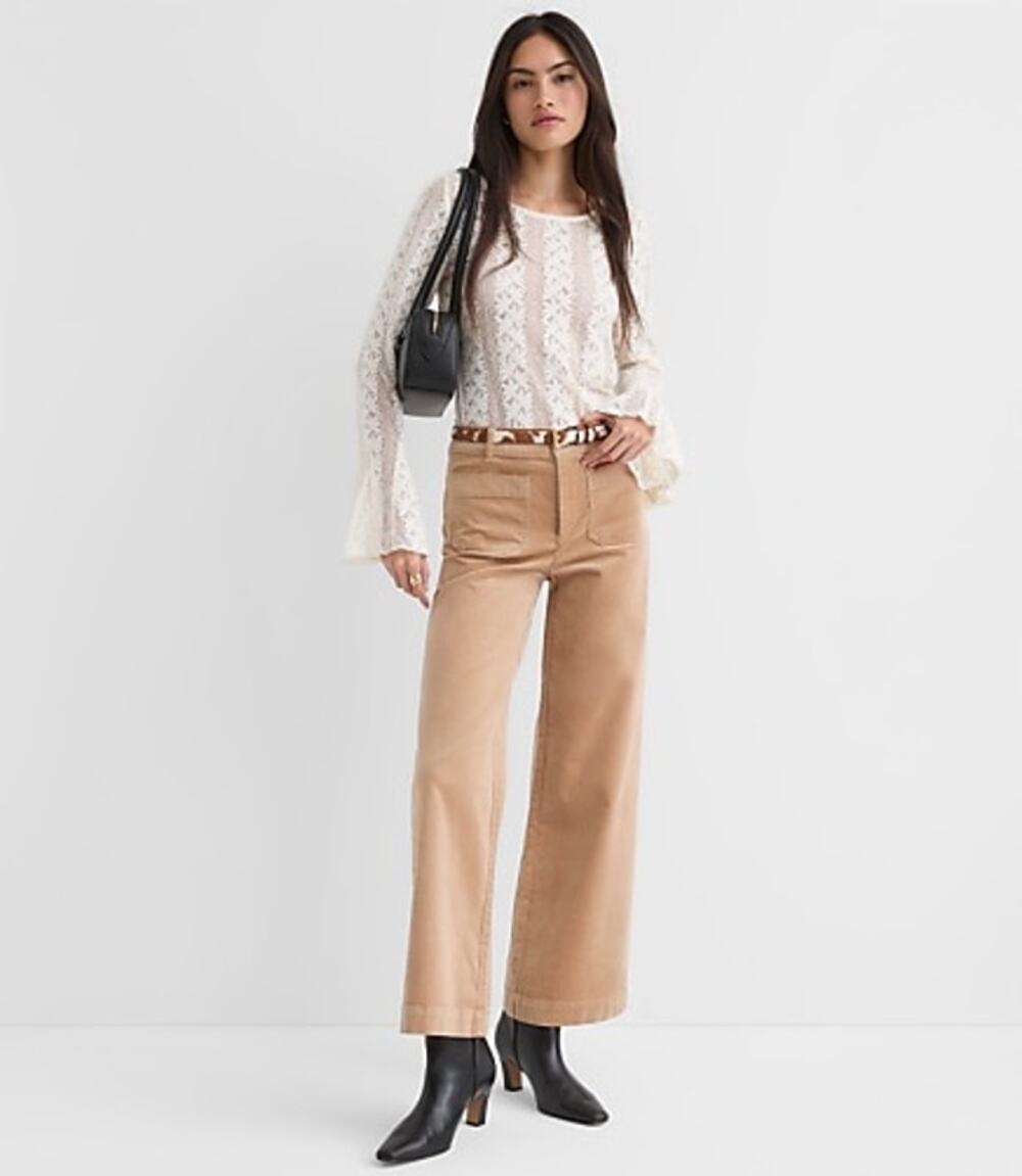 LOFT Women's Palmer Wide Leg Tan Corduroy Pants Size 30" Waist
